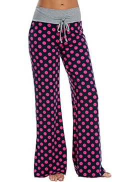 HOTOUCH Damen Schlafanzughose Pyjamahose Nachtwäsche Sweathose Beiläufige Lang Freizeithose mit Breitem Elastischem...