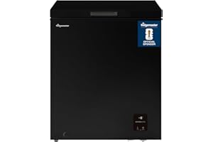 Fridgemaster MCF142EB 142L Chester Freezer 4 Star Freezer Rating - 55.9D x 62.5W x 85.4H cm Black with Recessed Handle - E Rated