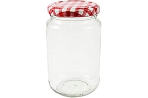 TIRRITO GD 1lb jam Jars 370 MLS. Pack of 12 x FSA Approved 1lb Jam Jars with red Gingham lids. Suitable for Home or Commercial use, Wares of Knutsford Ltd.