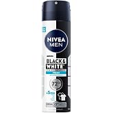 NIVEA MEN Erkek Sprey Deodorant Deodorant Black&amp;White Invisible Fresh 150 ml,72 Saat Anti-Perspirant Ter ve Ter Kokusuna Karş