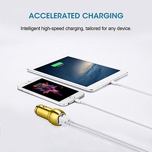 KFZ-Ladegerät, aimus 6,8 A/34 W Anschlüssen [Full Metal Shell] Dual USB KFZ Adapter Reise KFZ-Ladegerät [integrierter Sicherheit Schutz] für iPhone 7/6/6 Plus/6S/6S Plus, iPad Pro/Air 2/Mini 3, Samsung Galaxy Note 5/4, S Serie & Edge Modelle; LG G4/G5, Google Nexus 5 X 6P; und anderen iOS und Android-Geräte - 4