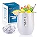 Produktbild SULIVES Edelstahl Wine Tumbler, 12 oz doppelwandiger, vakuumisolierter, stielloser Tumbler mit BPA-freiem Deckel, unzerbrechlicher Travel Cup für Wein, Champagner, Cocktails, Kaffee - Glitter White