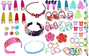 aizelx Baby Hair Band; Style Tic Tac; Hair Clips; Pin; Elastics Ponytail Holder Hair Accessories for Girls with Gift Box; 67 Pieces/Set (Multicolour)