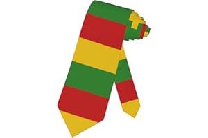 SARA NELL Rasta Mens Tie Reggae Rasta Flag Red Yellow Green Necktie,Fun Print Woven Slim Neck Ties for Men