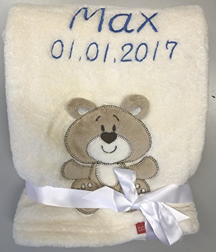 Babydecke bestickt mit Name und Geburtsdatum / kuschelig weich / 1A Qualität - 6