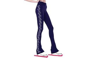 LIUHUO Figure Skating Pants Girls Training Wear Quality Crystals Black Child Skating Leggings