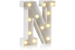 anso LED Alphabet Letter & Number Light Sign Decorations Lamp for Home Birthday Party Event Night Lights 22cm (N)