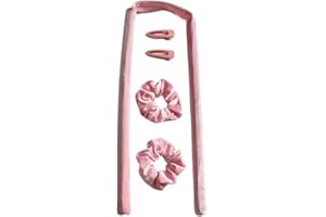 Zeayebsr Set per arricciacapelli pigro,Set da 4 pezzi bigodino per capelli mossi,Heatless Curling Ribbon And Scrunchies,Curling Tiara,strumento per lo styling dei capelli fai-da-te per capelli（rosa）