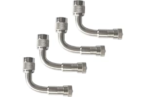 QitinDasen 4Pcs Professional Tyre Valve Extension Adapter Set, 90 Degree Tire Stem Extension, Nickel-Plated Copper Air Tire Extension Schrader Valve Adapter, for Car Truck Motorcycle Bike (Silver)