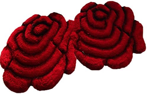 Bathroom mat Floor Mats 3D Rose Roses Soft Silk Mattress Bedroom Rug Side Mat Entrance Mat ( Color : Red , Size : 70*140cm )