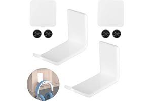 WUIOWPPIC 2 PCS Headphone Stand Headphone Wall Hanger Basic Headphone Holder Computer Headset Earphone Display Holder Hook Self-Adhesive Headphone Hook headset wall hanger Acrylic Wall Mounted Hook, White
