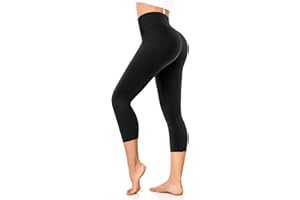‎FUELMEFOOT FuelMeFoot 3/4 Leggings Damen High Waist Schwarz Capri Leggins Blickdicht für Sport Yoga Gym.