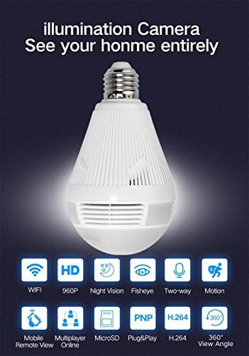 Forsea Wireless Bulb Shape 960P HD Pan Tilt Network Home Security CCTV IP Camera IR Night Vision WiFi Webcam Voice Intercom Mobile Alarm House safing artifact Intelligent Surveillance Camera