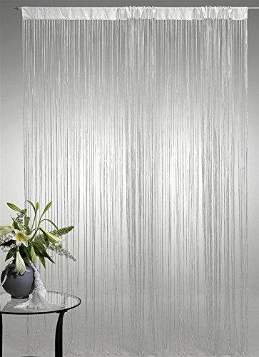 Fadenvorhang weiß mit Lurex veredelt Stangendurchzug 300×250 cm Gardine Vorhang #1485 - 2