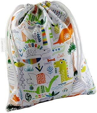 Kids Cotton Wash Bag Drawstring small - Dinosaurs