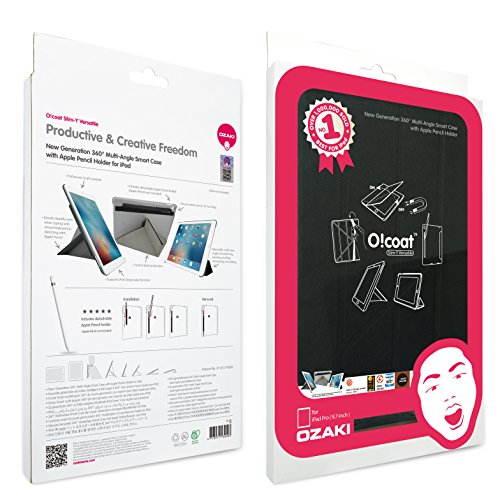 Ozaki O!Coat Slim-Y Versatile 360° smart Schutzhülle für Apple 9,7″ iPad Pro in schwarz [Patentierte Standfunktion | wake/sleep Funktion | Apple Pencil Halterung | Kunstleder] – OC130BK - 8