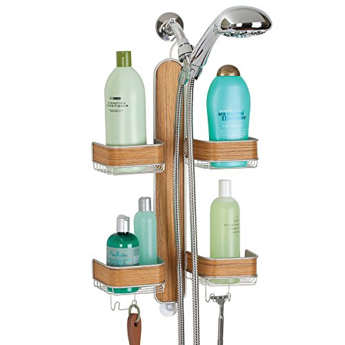 InterDesign 90765EU RealWood Badezimmer-/Dusch-Caddy für Handbrausen, Shampoo, Conditioner, Seife, Holz, satin/teak finish, 35,56 x 10,92 x 63,5 cm - 3