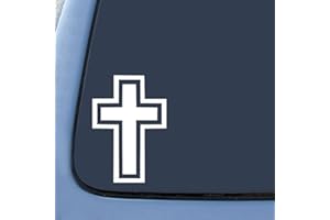 BARGAIN MAX DECALS Cross Christian Decal Car Truck Bumper Window Sticker