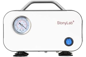 stonylab Pompa per Vuoto a Membrana, Pompa per Vuoto Compatta Senza Olio Pompa a Pressione con Portata di Pompaggio di 15 L/min per Lavori di Laboratorio di Filtrazione Distillazione, 110-220 V