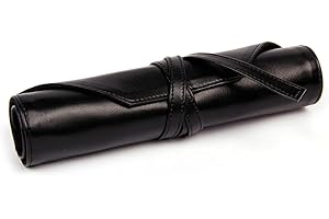 RHODIA TOUCH 116129C – Piórnik 2 w 1 zawijany w kolorze czarnym – do przechowywania ołówków, pędzli i narzędzi do rysowania – wymiary 32 x 23 cm – odpinany piórnik na zamek – skóra ekologiczna