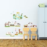 Decowall DW-1403 Feld mit Tieren Wandsticker Wandaufkleber Wandtattoo Kinderzimmer - 4