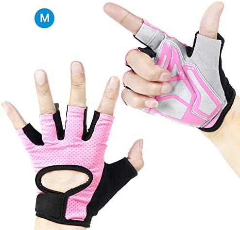 Sports Gloves, vsllcau Bicycle Cycling Bike Mountain Bike Breathable anti-sueur Crossfit Powerlifting Weight Lifting Bodybuilding Gym Fitness Training Gloves Camping Climbing Hiking, etc. – Size M, Pink