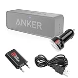 DURAGADGET Kit Di Viaggio Per Anker SoundCore| A7908 | A3143 | A7910 | MP140 | MP141- Caricabatteria Europeo Da Muro + Cavo MicroUSB + Caricatore Auto - Alta Qualità