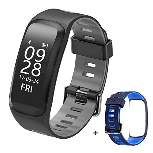 Preisvergleich Produktbild Fitness Armband, WOTUMEO Aktivitätstracker Herzfrequenz Messgerät Gesundheits Armbanduhr Wasserdicht Smart Sports Band Schrittzähler Kalorie Mehrere Sportmodi Austauschbarer Riemen Smart Armband Kompatibel mit iOS und Android + Blau Band