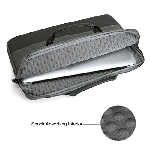 Laptoptasche 17.3, Evecase Premium Doppelfarbige Umhängetasche mit Gepolstert Laptopfach, Fronttasche, Zubehörfach für Laptop in 17,3 Zoll – Waschbär Grau - 5