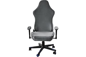 LIFEDX Samtplüsch Gamingstuhl-Bezüge Gaming Stuhl bezug 4 Stück,Bürostuhl Drehstuhl Bezug mit Armlehnen/Stuhlrücken Bezug,Dehnbare Stuhl Bezüge für Computer-Spielstuhl, Bürostuhl-Ohne Stuhl- Gray