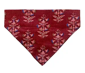 For The Fur Kids Traditional Dog Bandana: Floral Print Ethnic Wear Bandana (Maroon)