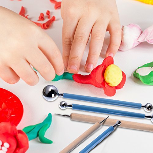 Shappy 9 Stück Ball Stylus Werkzeuge Töpferwerkzeug Punktierung Sculpting Modellierungswerkzeug Ton Keramik Skulptur Modelliert Werkzeug Prägt Sculpting Set - 7
