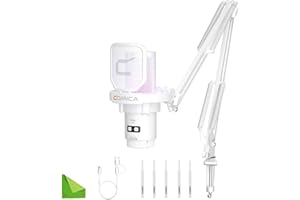 comica EJoy Uni A USB Microphone for Computer and Smartphone,RGB Cardioid Condenser Gaming Mic for Podcasting,Streaming,Recording,Music Creation,with Boom Arm Stand-White