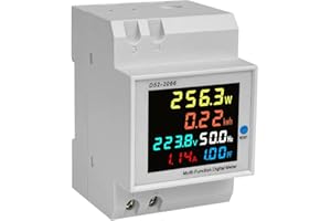 SKJJL Compteur dénergie Monophasé, Compteur électrique AC 40-300V 100A Haute Précision KWh Mètre Wattmètre Ampèremètre Voltmètre, 1 phasé Compteur dénergie Numérique avec Rétroéclairage LCD
