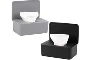 Anruyi 2 Stück Feuchttuch Box, Schwarz Grau Kunststoff Toilettenpapierbox