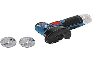 Bosch Professional 12V System Akku Winkelschleifer GWS 12V-76 (inkl. 1x Hartmetall-Trennscheibe, 1x Carbide Multi Wheel, 76 x 10 mm, 2x Inox-Trennscheibe, Schutzhaube, Einlage, ohne Akku/ Ladegerät)