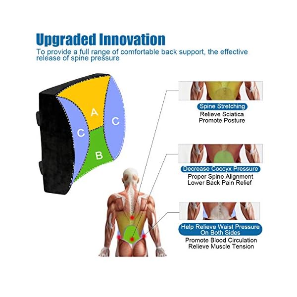 LoveHome Lumbar Support Pillow Back Cushion for Office Chair with Memory Foam and Velvet Cover Relief Lower Back Pain for Car Sofa - Image 6