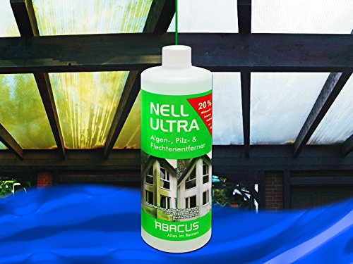 NELL ULTRA (6x1000ml Liter) Konzentrat — Algenentferner Pilzentferner Flechtenentferner Grünbelagsentferner Grabsteinpflege Moosentferner Algizid Algicid Elgenex Algenvernichter Algenkiller – von ABACUS - 6