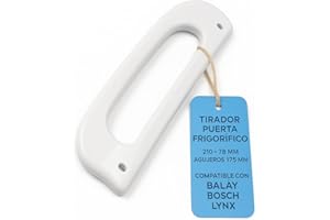 RECAMBIOS DREYMA Tirador Puerta Frigorifico 00483078 483078 Compatible con Balay Bosch Lynx Sustitucion Directa 210x78 mm Distancia Agujeros 175 mm Color Blanco Mango Plastico Repuesto Profesional