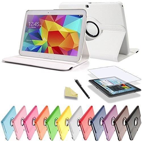SVS 3in1 SET 360° Tab4 10.1 Schutzhülle + Folie + Pen Samsung Galaxy Tab 4 SM-T530 / T531 / T535 Tasche Etui (Weiß)
