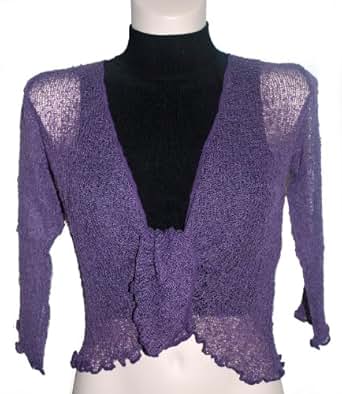 LADIES PLAIN KNIT CROPPED SHRUG / BOLERO TOP (Purple): Amazon.co.uk: Clothing