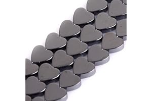 HAAMIIQII 40pcs 10mm natürliche schwarze Hämatit Lose Edelstein Perlen Herzform Abstandsstein Perlen für Schmuck Herstellung DIY Armband Halskette