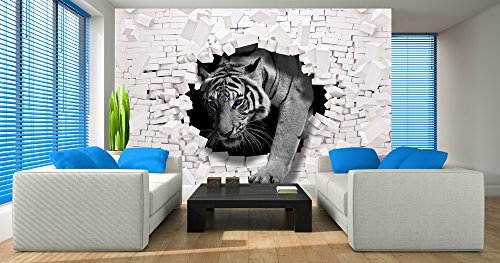 Olimpia Design Fototapete 3D Tiger kommt aus der Wand , 1 Stück, , 10400P4 - 2