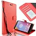 Produktbild Fraelc® Lenovo K6 Lederhülle Premium Kunstleder Hülle Flip Wallet Case Cover Handyhülle mit Standfunktion & Kartenfach Ledertasche für Lenovo K6, Handyhülle Rot