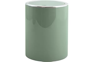 MSV Bad Serie ASPEN Design kosz na kosmetyki łazienkowy kosz na śmieci z uchylną pokrywą pojemnik na odpady z uchylną pokrywą 6 litrów (Ø x wys.): ok. 18,5 x 26 cm Basil zielony