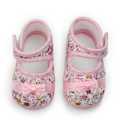 Baby Infant Girls Princess Warm Pink Bowknot Cotton Shoes Soft Bottom (Size 13 for 9-18 months baby)