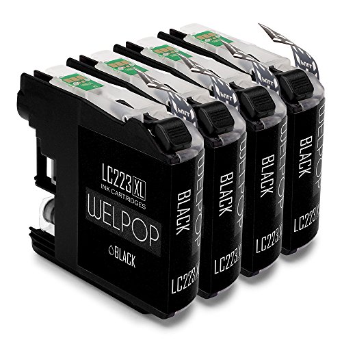 WELPOP 4 Schwarz Ersatz für Brother LC223 Druckerpatronen, Hoher Reichweite Kompatibel mit Brother DCP-J4120DW MFC-J5320DW MFC-J4620DW MFC-J5620DW MFC-J5720DW Drucker