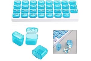 LHKJ 31 Días Organizador de Píldoras Caja, Organizador de Pastillas para Viaje, Caja Mensual para Pastillas, Medicamentos Recordatorio Píldora Caja, Compartimientos Extraíbles