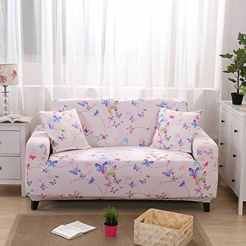 LINGJUN Funda Sofá Colorido Flor Imprimir Lounge Sofá Cubiertas Estiramiento Elástico Hogar Hotel Muebles Protección Brazos (3 Plazas 190-230cm, Estilo 3)