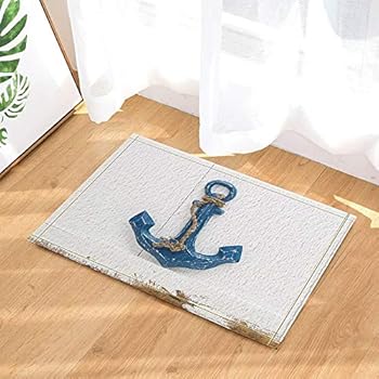 cdhbh Maritimes Dekor Fischernetz blau Holz Hintergrund Bad Teppiche